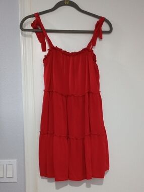 Jun & Ivy Red Ruffled V-Neck Blouse